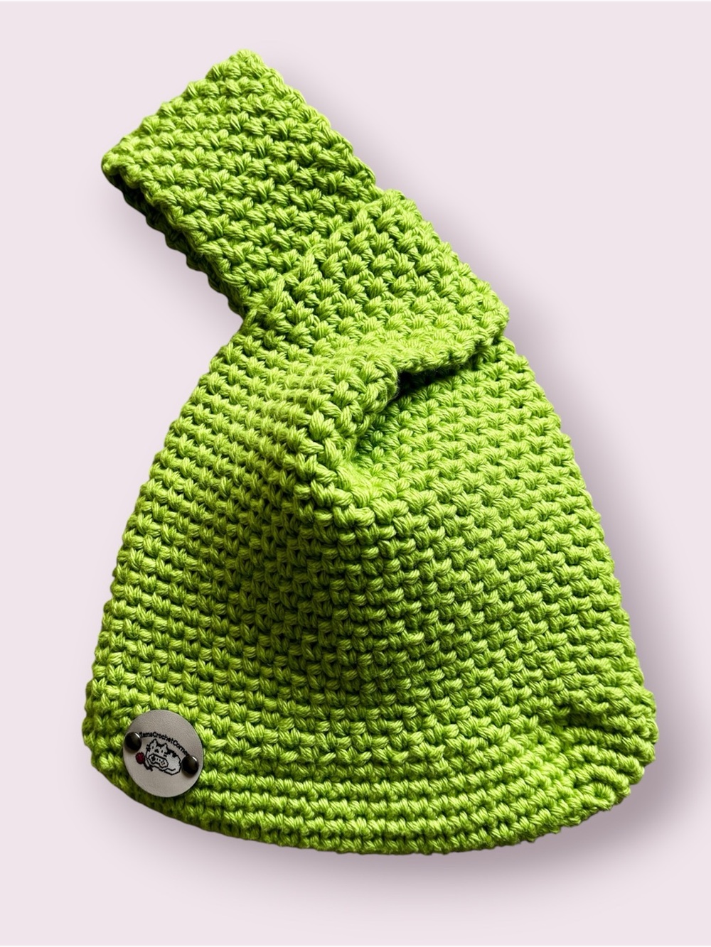 Bright Green Crochet Knot Bag Handmade Wrist Purse
